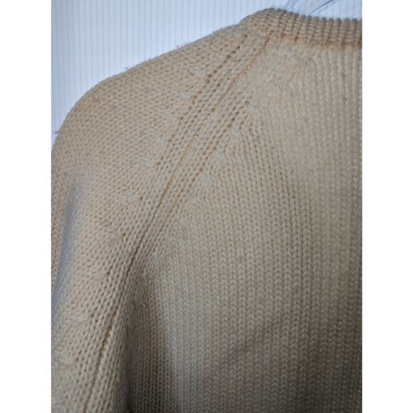 Vintage 60's Open Front Cardigan Off White Embroidered Floral Granny Sweater - Picture 5 of 6